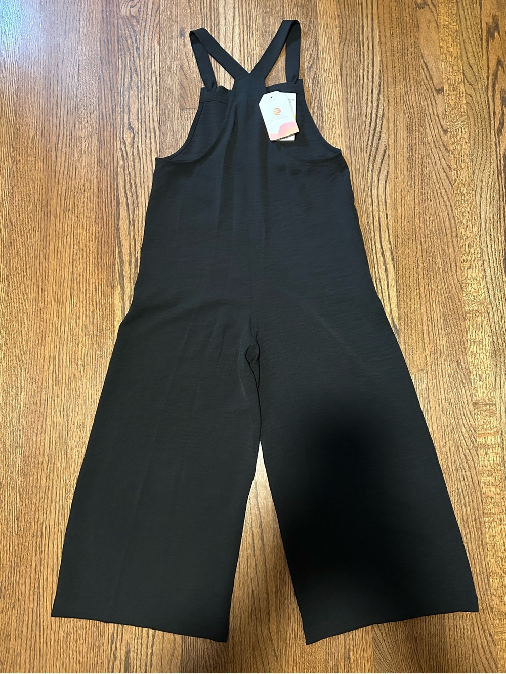 NWT Black Wide Leg Jumpsuit Size M Cropped Minimalist Sleeveless Boutique - Picture 4 of 9
